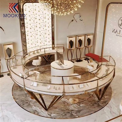 Hashamatli shisha zargarlik buyumlari ko'rgazmasi shkafi