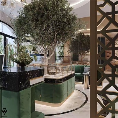 Temperlangan shisha zargarlik buyumlari vitrini savdo markazi kioski